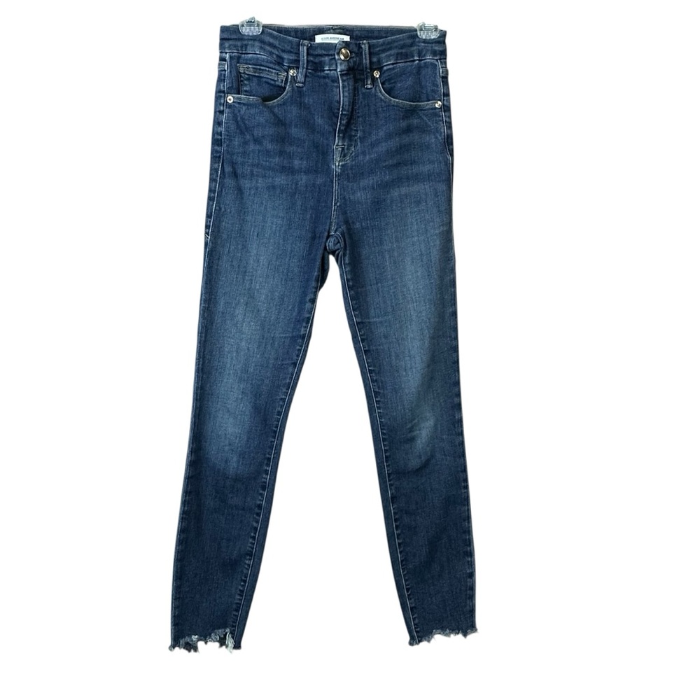 Good American Good Waist Raw Hem Crop Jeans Women Sz 2 26